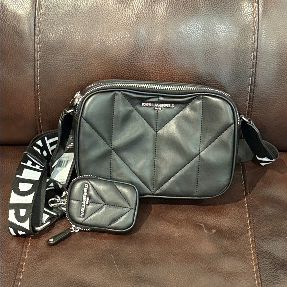 Karl Lagerfeld Black Quilted Crossbody